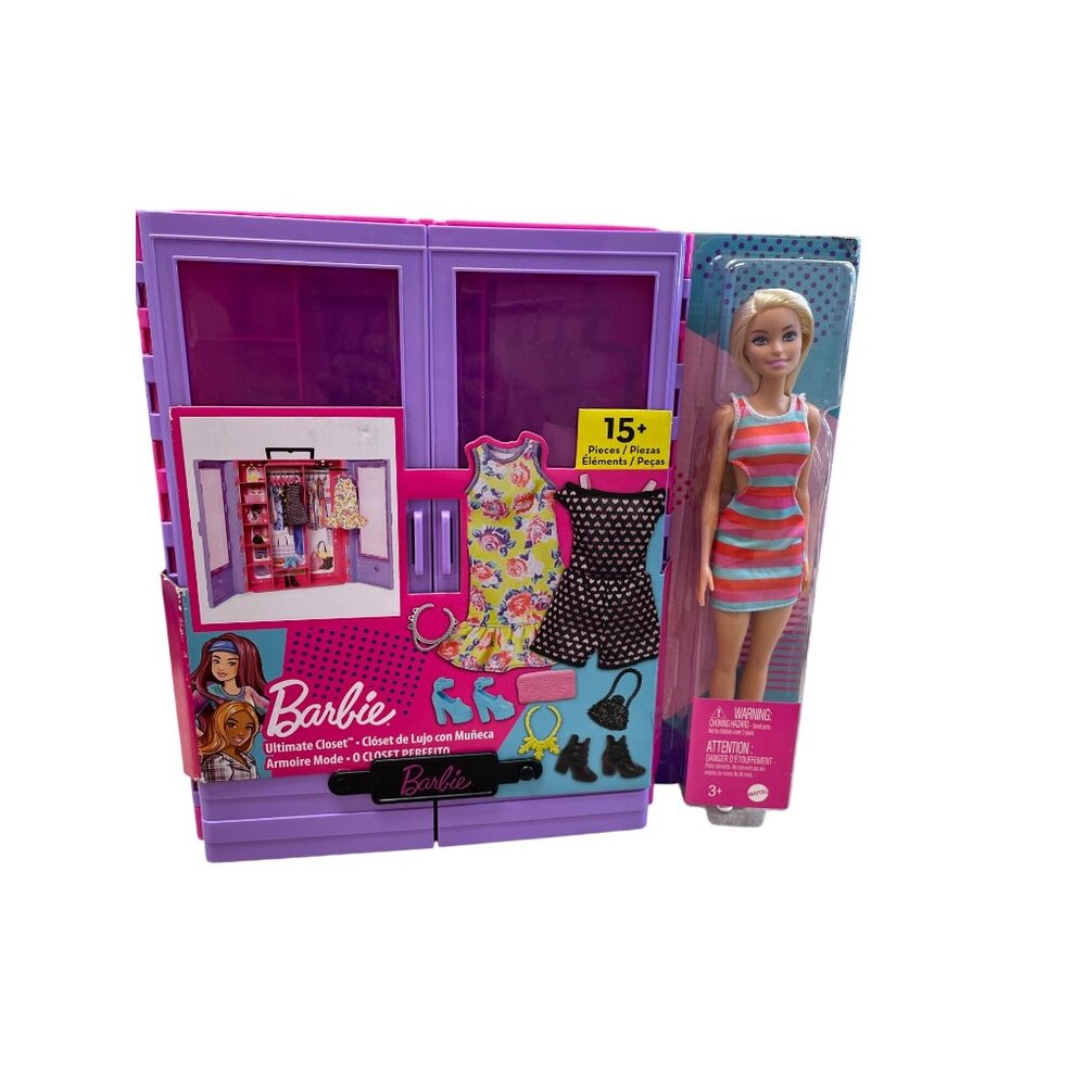 Barbie Ultimate Closet Playset W/ Doll 15+ Accessories SKU 8356